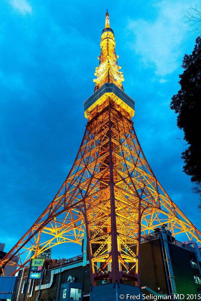 20150310_175153 D4S.jpg - Tokyo Tower (at night) is a communications and observation tower.  Built 1958.  1100 feet (2nd tallest in Japan)